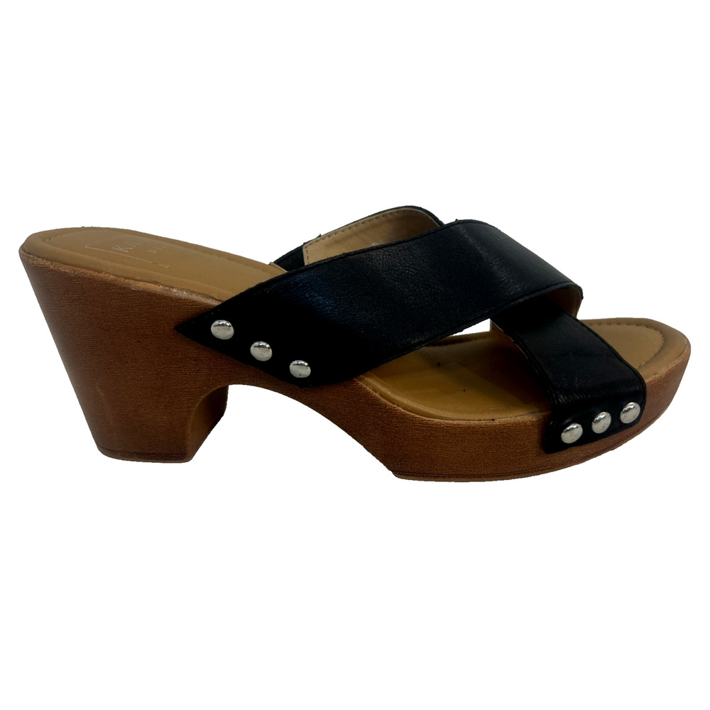Kaari Blue Sandal Woman Sz 10 Black Aries Clogs Shoes Chucky Heels Mules Studs